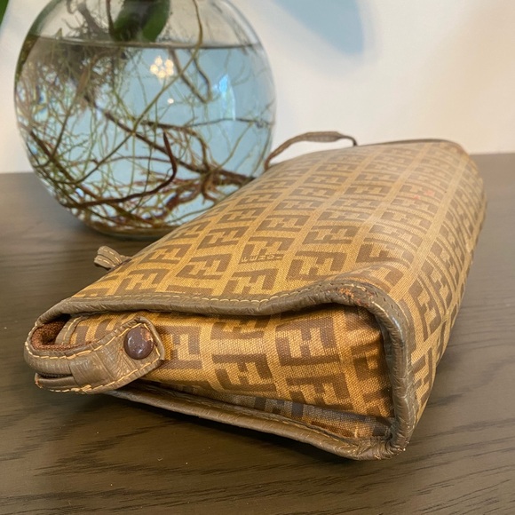 FENDI Zucchino Coated Canvas Leather FF Monogram Crossbody Purse Bag - Vintage - Picture 3 of 12